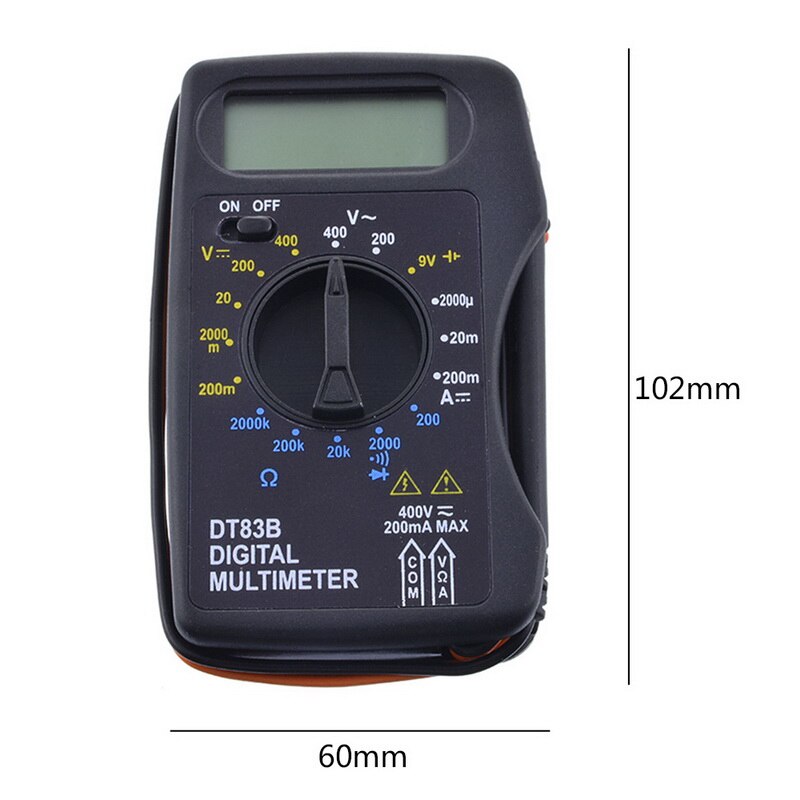 Instock Universele Digitale Multimeter M300 /DT83B Handheld Tip Test Multimeter Tester Met Lood Draad Pen Kabel Zwart: DT83B