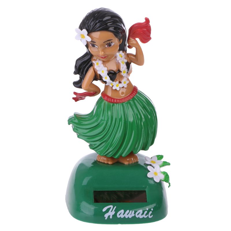 Adornos de coche para niña hawaiana, juguete con cabeza móvil, funciona con energía Solar, Interior X6HF, 1 ud.: Verde