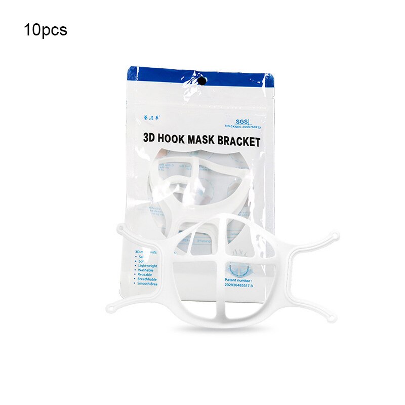 Soporte para mascarilla 3D, soporte transpirable de silicona, PE, protección Facial, herramienta de maquillaje, no se caída y no se desliza, 10 Uds.: 04 10pcs