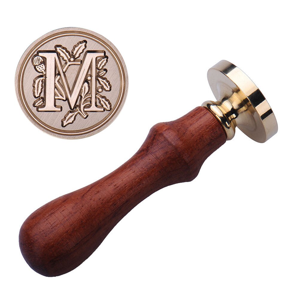Retro timbro di legno classico 24 lettera A-Z alfabeto iniziale sigillo di cera sigillo timbro antico sigillo Post decorativo antico timbro regali: M