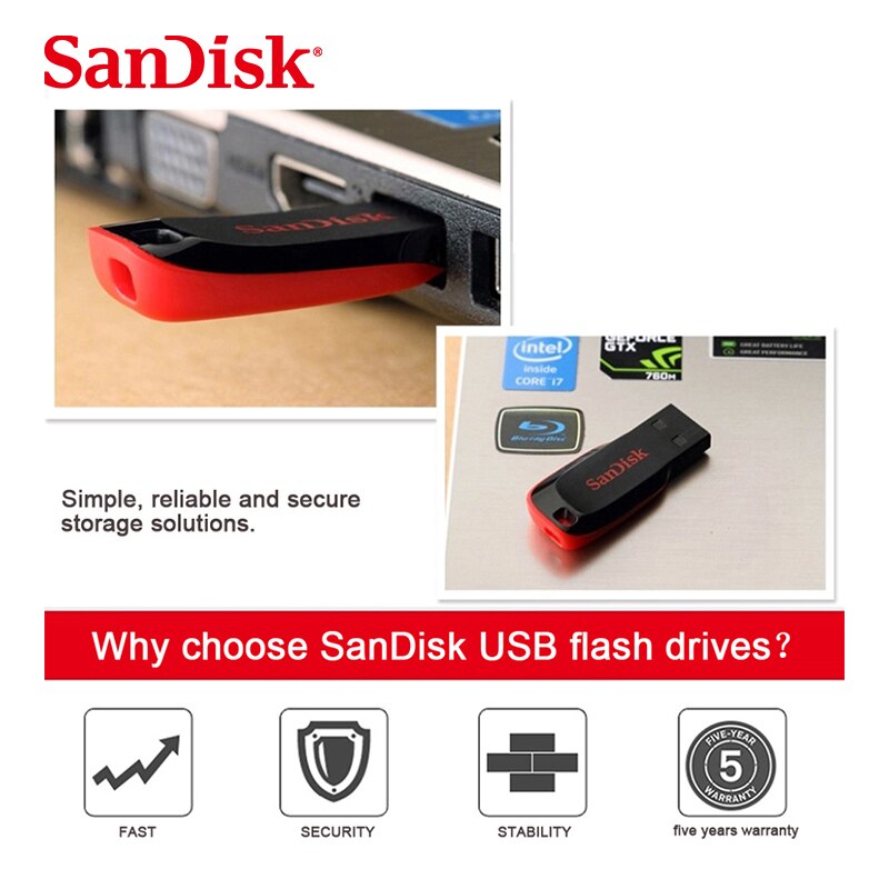 Sandisk 100% Original CZ50 usb flash drive 32gb mini usb flash drive usb stick 8gb 16gb usb memory stick 64GB flash disk 128GB