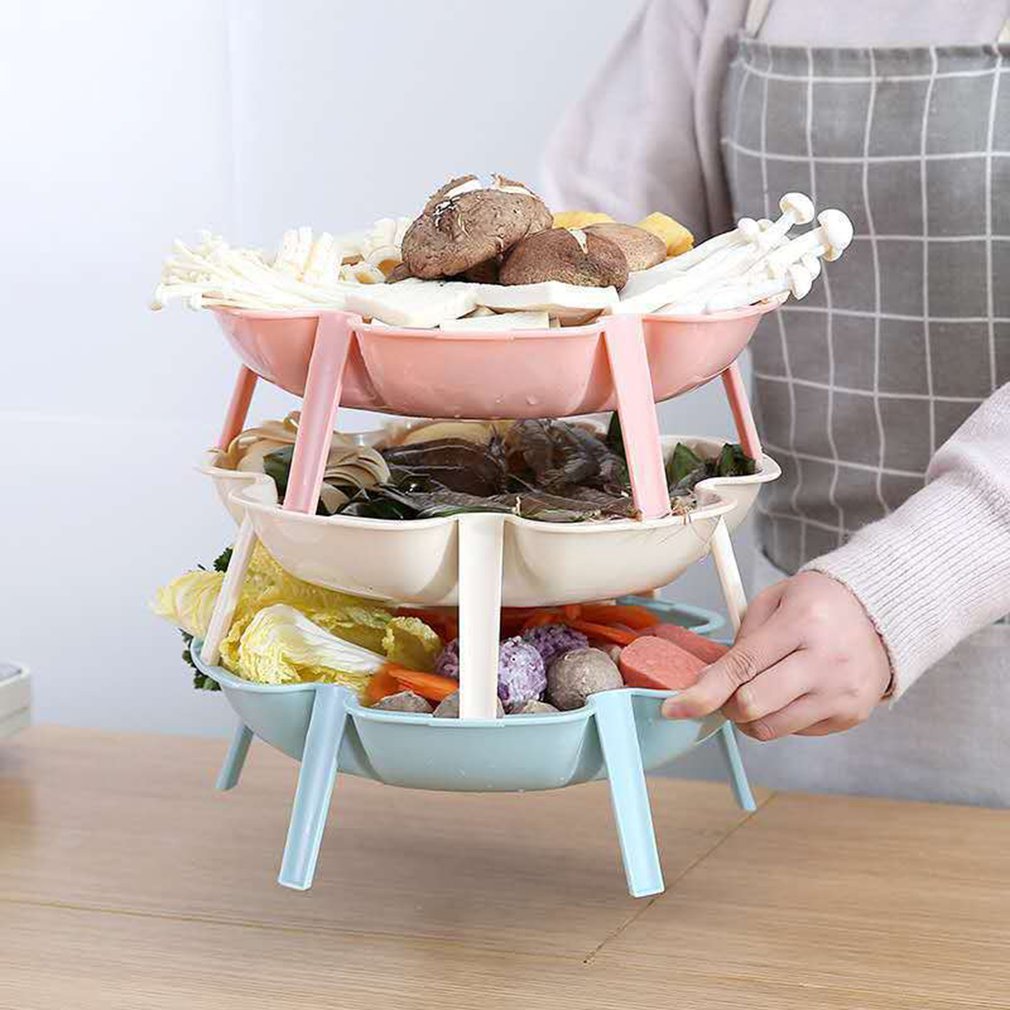 1Pcs Groente Fruit Vlees Gerechten Bloem Vorm Schotel Stapelbaar Gerechten Pot Schotel Keuken Fruit Vlees Platen Keuken Accessoires