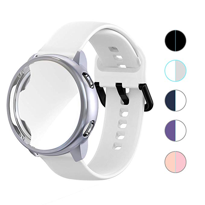 Pulseira de silicone para samsung galaxy watch active 2, com faixa e capa de 44mm e 40mm, 2 unidades galaxy watch active2 cobertura completa: 2 / 44mm