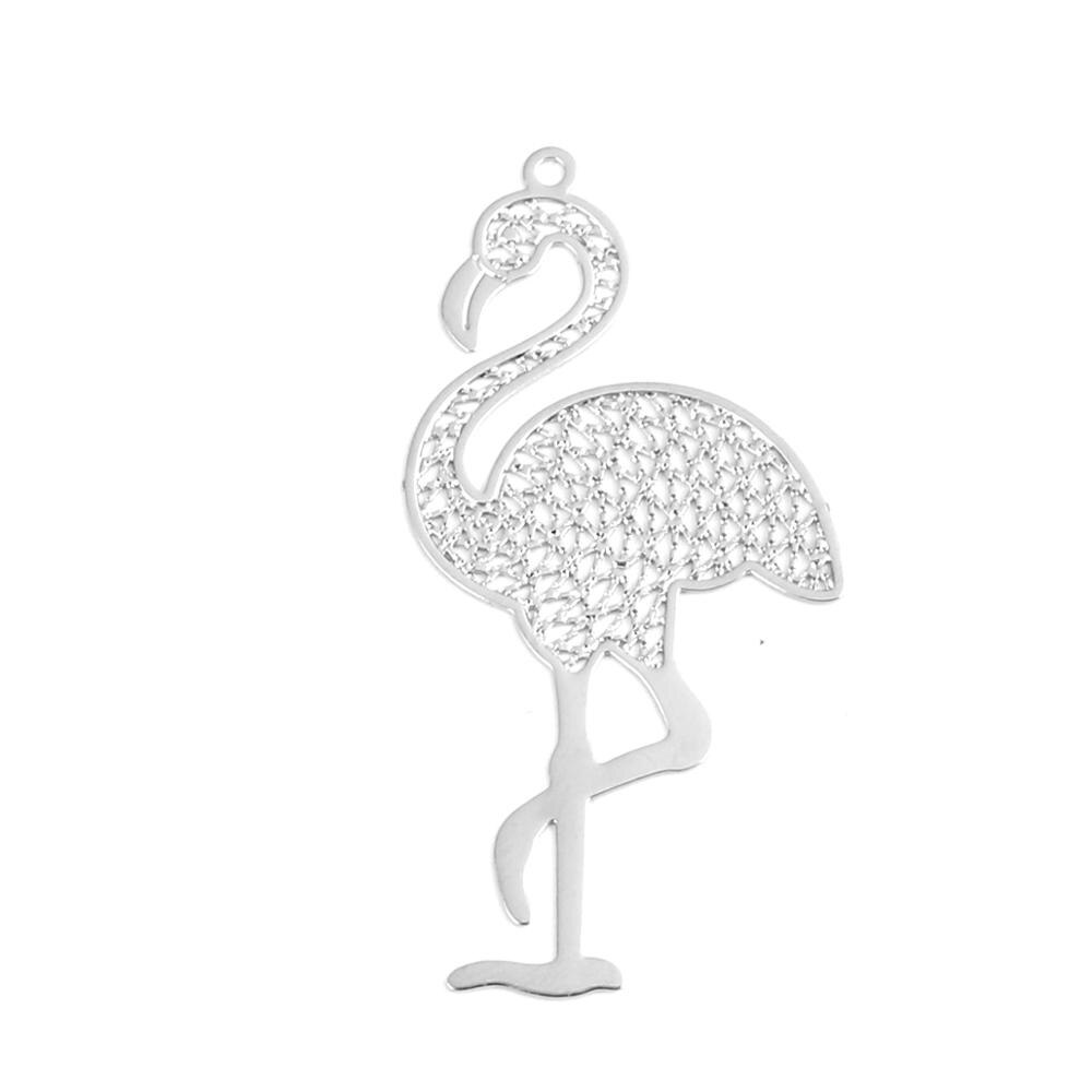 DoreenBeads – pendentifs d&#39;estampage en filigrane de cuivre à la , breloques d&#39;oiseau d&#39;autruche, couleur or argent, résultats de bricolage, 4.4cm x 2.2cm, 10 pièces