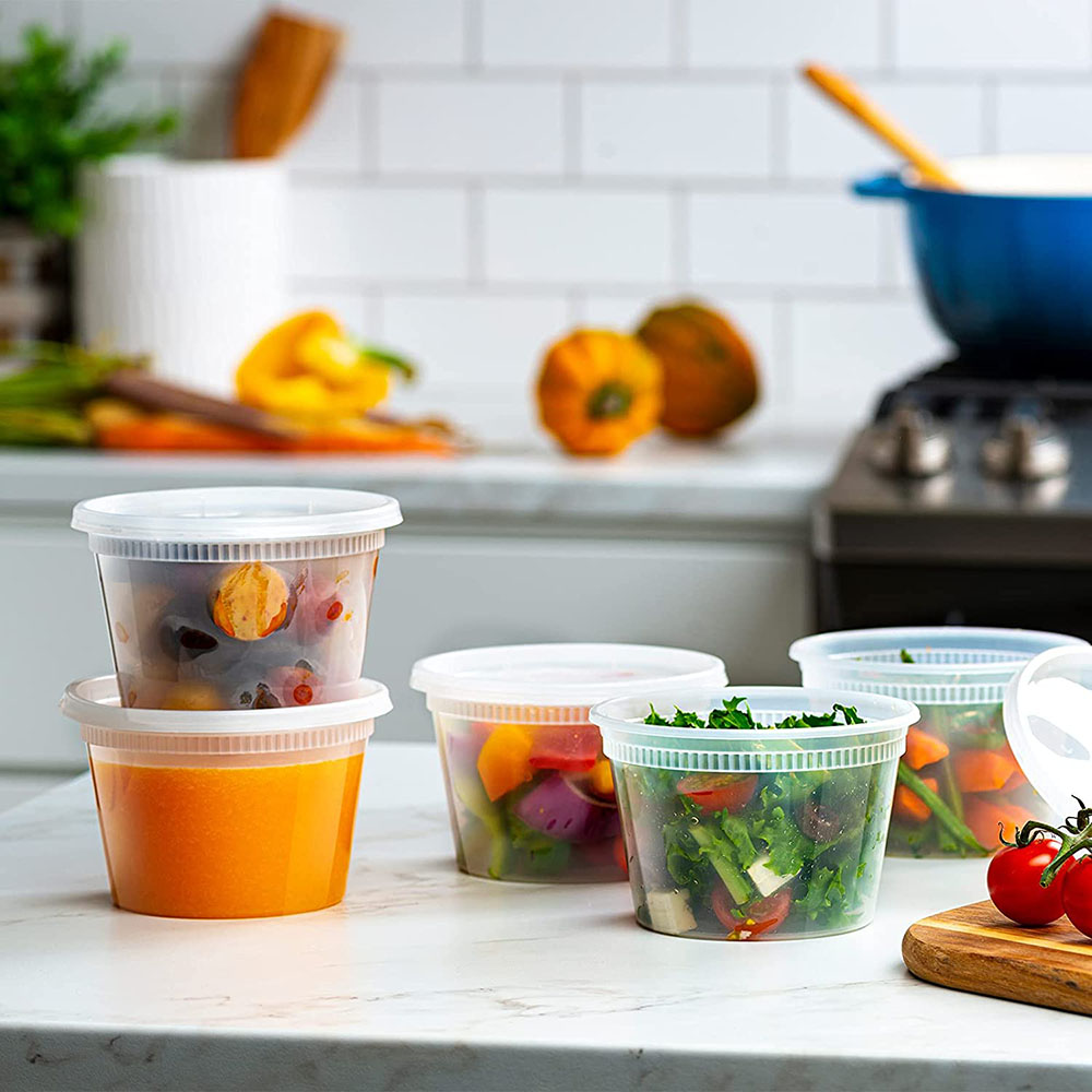 240ml/480ml plastbehållare för engångsmatförvaring med lufttäta lock, matbehållare för sallader, förvaring i kök, kylskåp