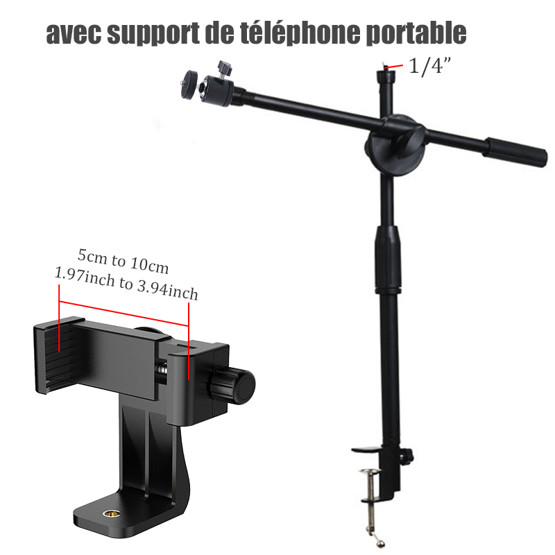 BFOLLOW Overhead Shooting Bracket Desk Clamp Mount for Mobile Phone Tablet DSLR Camera 10 inch Ring Light Video Top Down Stand