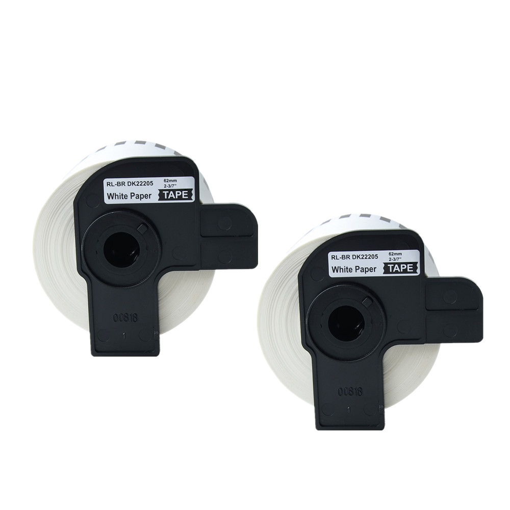 AOMYA 2 Rolls Label tape DK-22205 Label 62mm*30.48m 22205/DK2205 for Brother Transferable rubber/paper