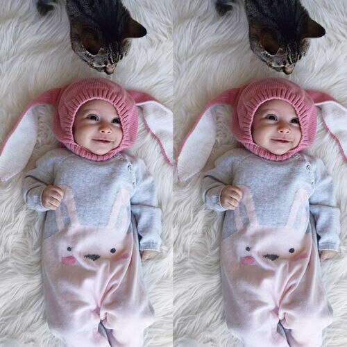 Cute Kids Baby Meisjes Jongens schattige Konijn Romper Trui Jumpsuit Trui Outfits