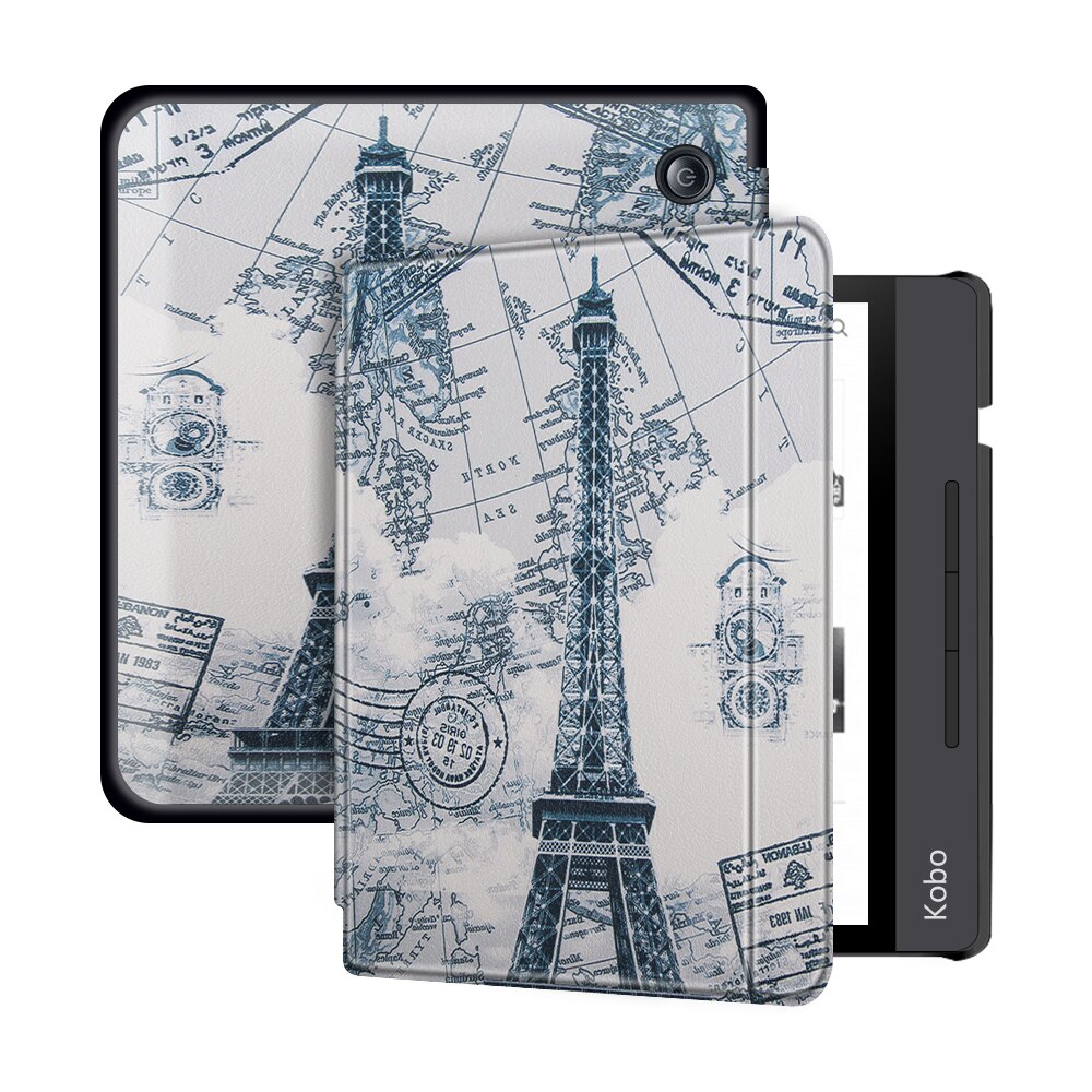 GLIGLE Book style magnet Leather case cover for KOBO Libra H2O protect shell E-book case for KOBO N873+stylus+screen film: FGTT