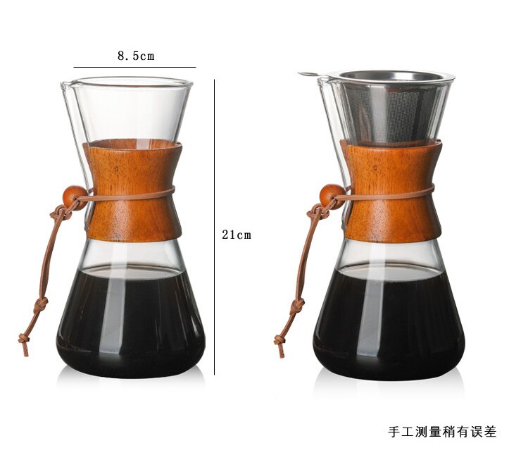 Glas kaffekande kaffemaskine espressomaskine med rustfrit stål filterkrukke barista percol højtemperaturbestandig
