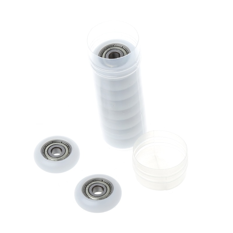 10Pcs/Set 5x23x7.3mm Nylon Plastic Carbon Steel Bearings Pulley Wheels Embedded Groove