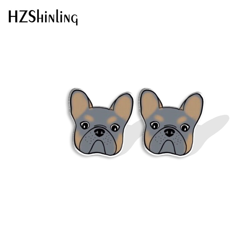 Pendientes con pasador de cabeza de Bulldog Francés para amantes de los perros, pendientes de resina acrílica, joyería hecha a mano epoxi, para amigos, novedad de 2023: Chapado en cobre envejecido