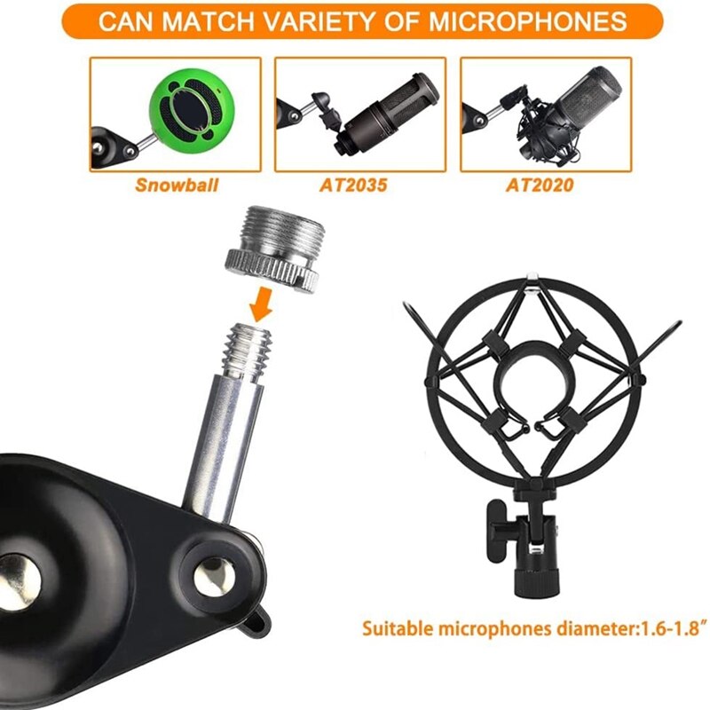 Mic Boom Arm Stand,Adjustable Game Microphone Boom Scissor Arm Stand with Cable Ties for Blue ,Snowball,Other Mics