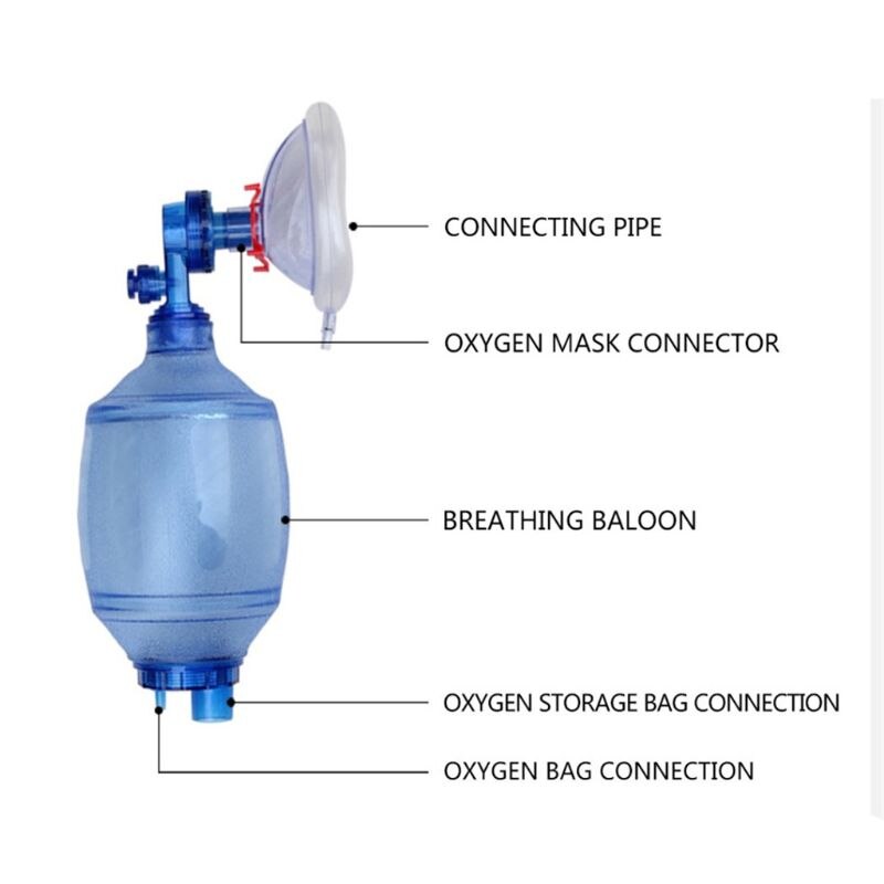 Adulto/crianças/infantil manual ressuscitador pvc ambu saco oxigênio tubo kit de primeiros socorros