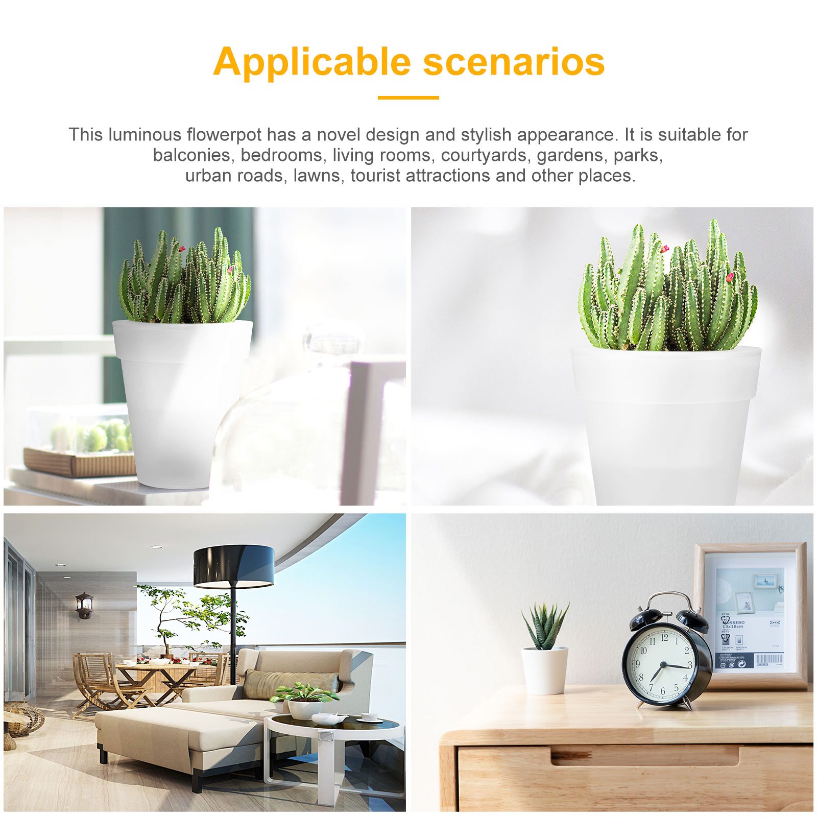 Modern Illuminated Planter Vase LED Flower Pots Decorative Light Lamp Landscape For Desk Garden Yard plant solar flowerpot