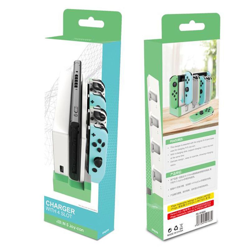 Station de charge pour manette de jeu, support pour console de jeu ns switch joy-con avec voyant lumineux
