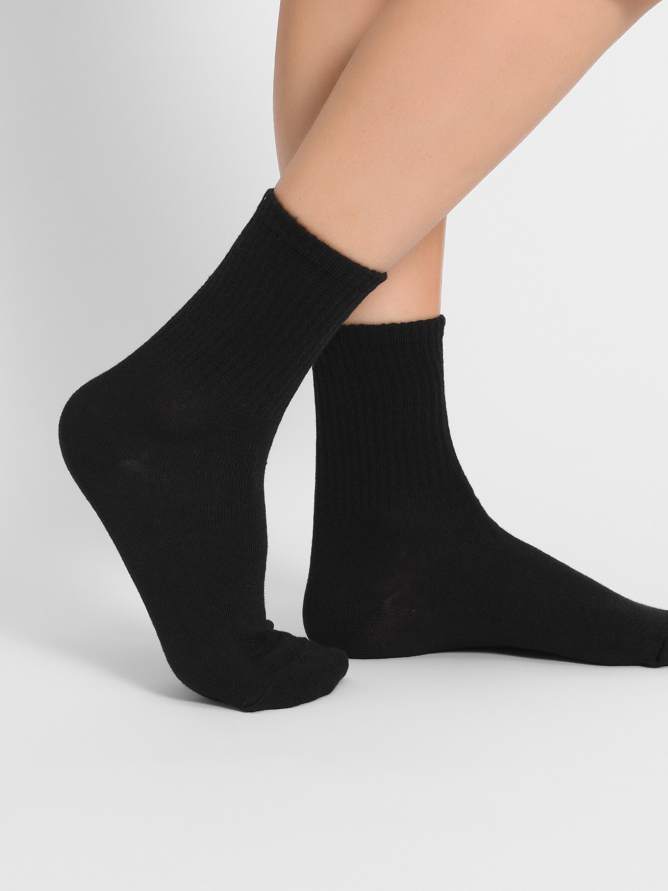 6 paires de chaussettes Tube moyen pour hommes et femmes, couleur unie en blanc et noir, Absorption de la sueur, respirantes et décontractées