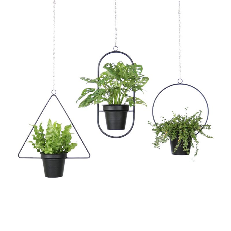 Metal nordisk stil plantebøjle kædehængende kurv blomsterpotte planteholder hjem have altan hængende blomsterpotte