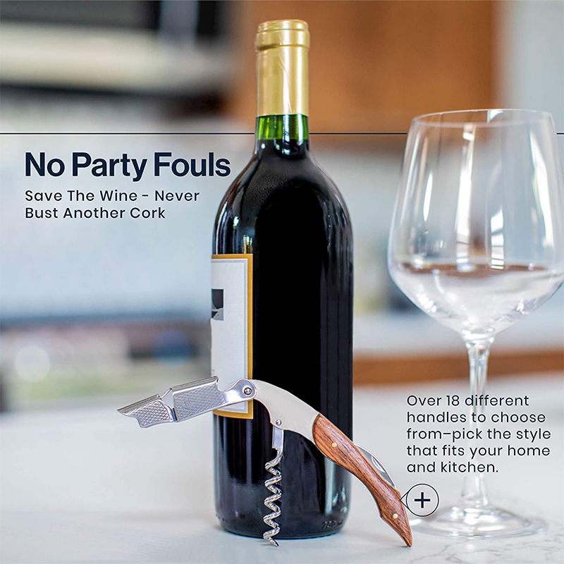 FLYMUYU Waiters Corkscrew,Wine Key with Ergonomic Wood Grip, Beer Bottle Opener, and Foil Cutter for Wine Lovers