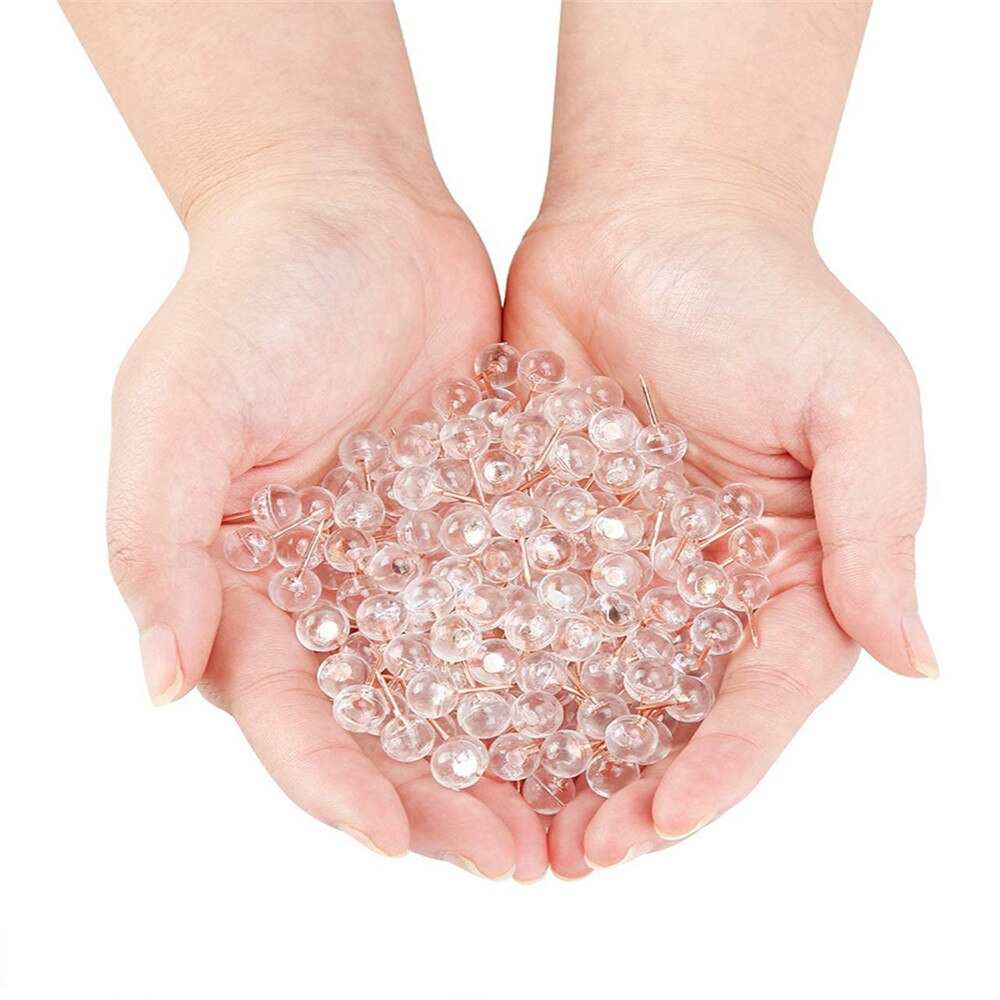 100 Stks/doos Transparant Rose Gold Kleur Push Pins Thumb Punaise Board Pins Tekening Foto Muur Studs Kantoor Schoolbenodigdheden