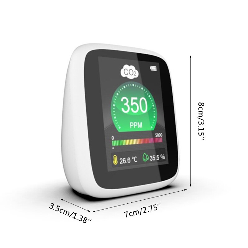 CO2 Detector Carbon Dioxide Air Tester for CO2 Real-Time Data with Alarm Set for Greenhouse Room Hospitals Office Cars