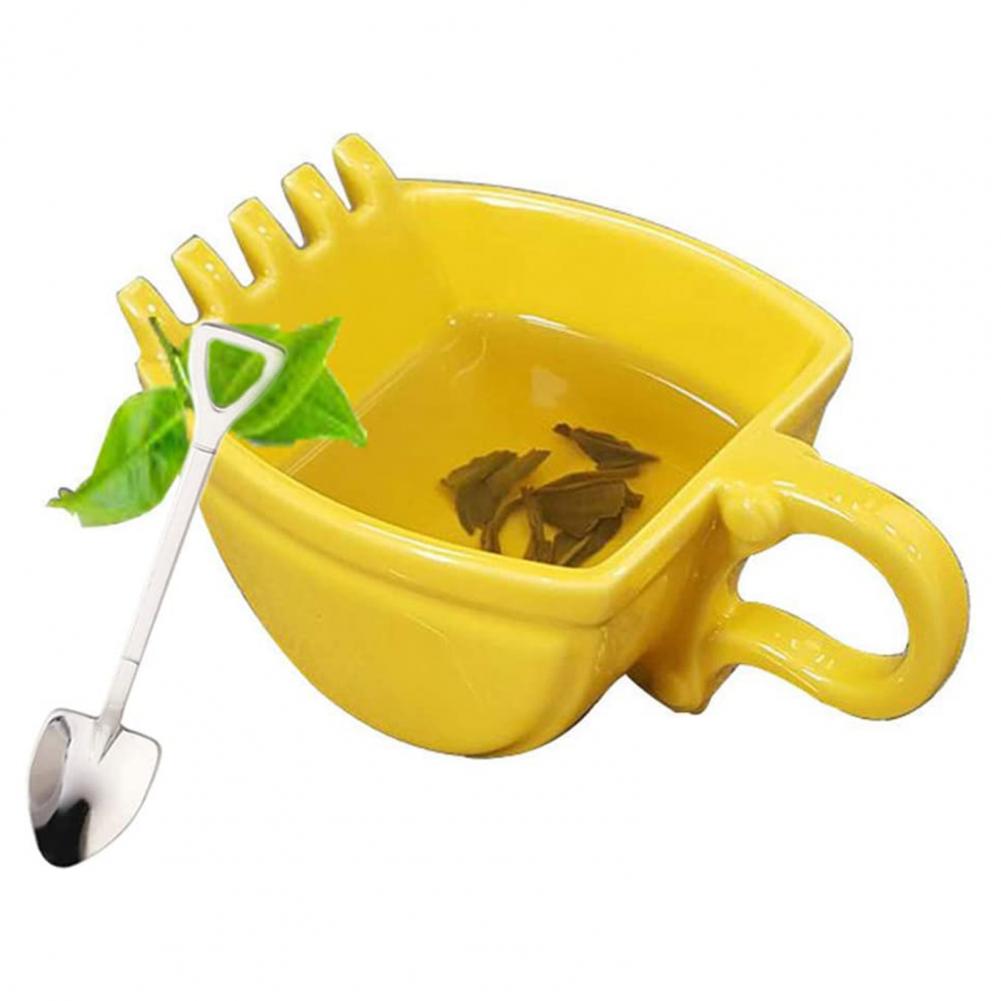 Digger Excavator Bucket Model Coffee Water Mugs Cup with Spoon