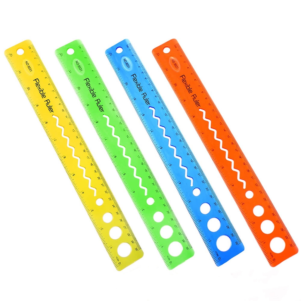 30cm Soft Flexible Ruler Multicolor Measure Straight Rulers Office School Supplies Stationery Students