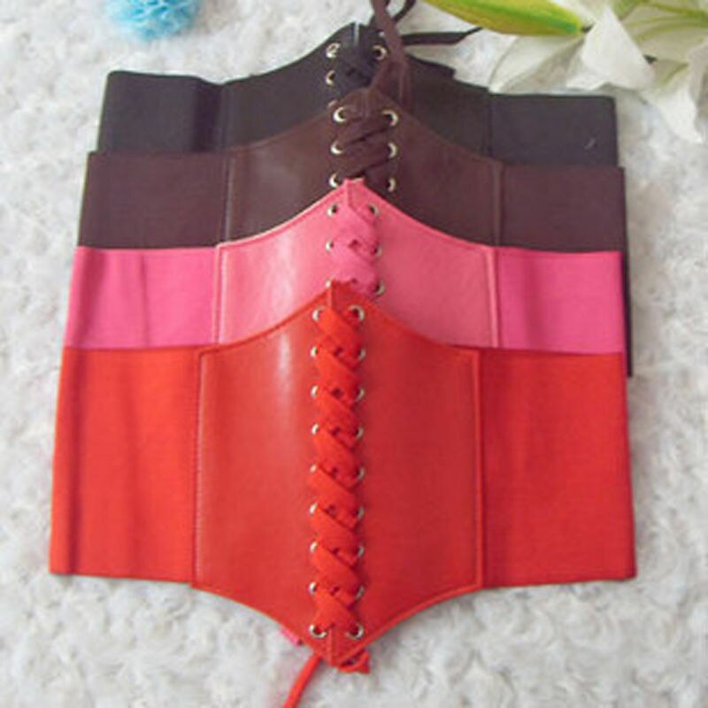 Cinturón de piel sintética suave para mujer, corsé corbata envolvente, cintura ancha