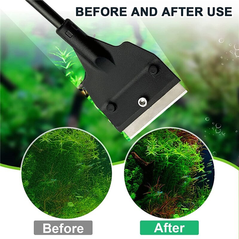 Fish Tank Algae Scraper With Long Handle Stainless Steel Aquarium Glass Impurities Remover Home Cleaning Tools