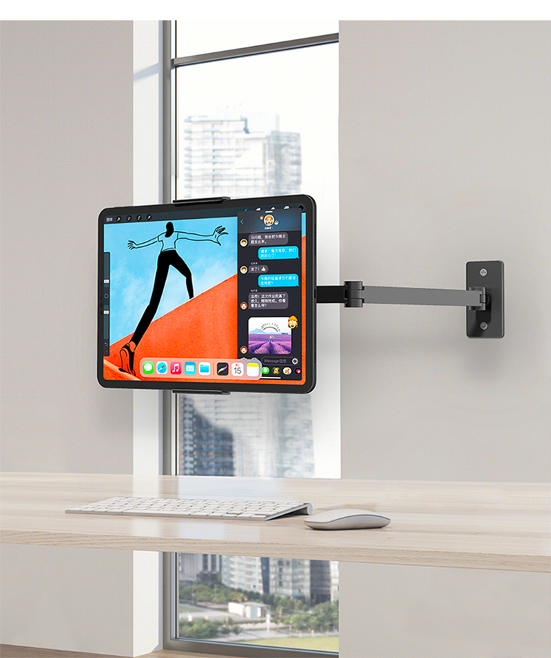BW-1 Aluminium Keuken Tablet Wall Mount Arm Opvouwbaar Verstelbare 5-13 Inch Tablet Mobiele Telefoon Houder Voor Ipad Pro 12.9