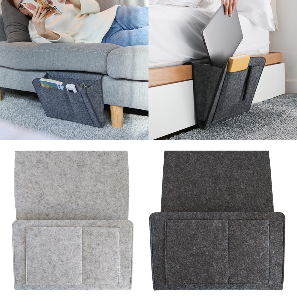 Bedside Hanging Storage Organizer Bed Storage Bag Pocket Felt Dorm Room Book Magazine TV Remote Caddy Bunk Holder ForSofa Table
