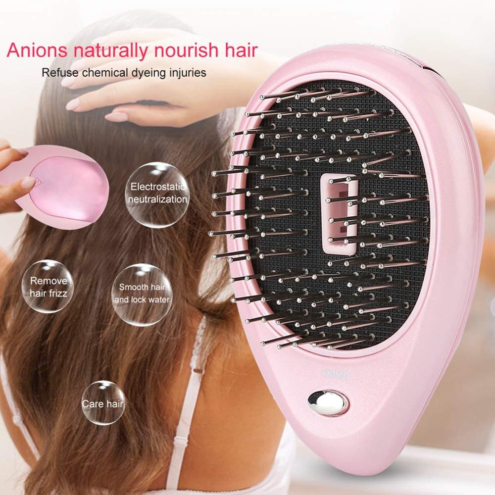 Mini peine eléctrico para el pelo cepillo de pelo de masaje, peine iónico negativo portátil para quitar el pelo, cepillo antiestático para el cabello para niñas