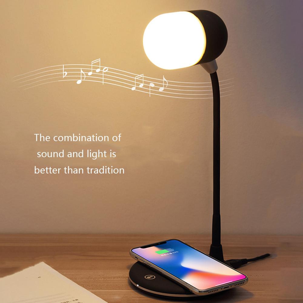 Eqvvol Bluetooth Speaker Mini Loudspeaker LED Bulb Touch Table Lamp Music Playing Color Changing Light Wireless Charging Speaker