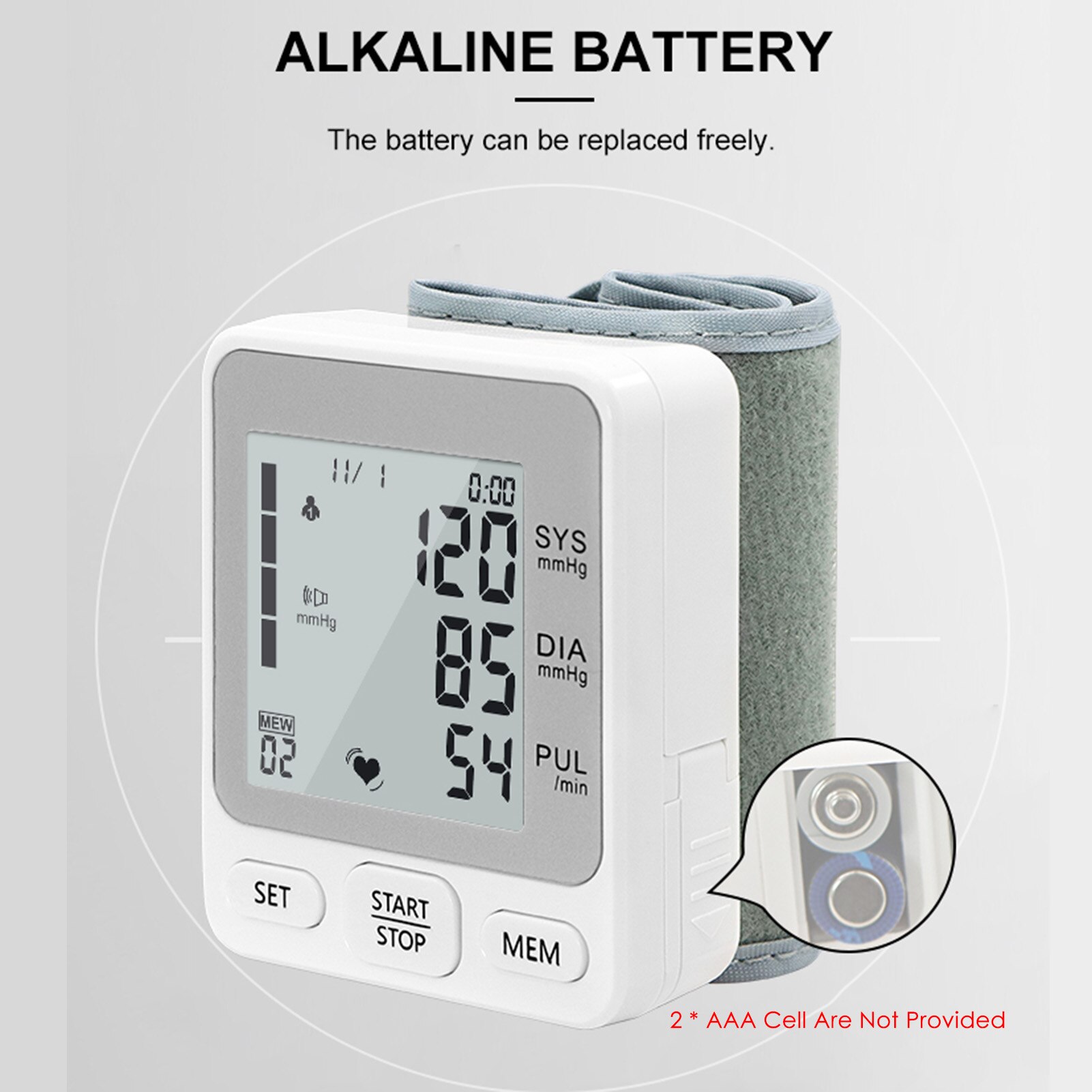 Wrist Blood Pressure Monitor LCD Screen Sphygmomanometer 99 Groups Data Memory Voice Broadcast Tonometer &amp; Oximeter Oximetry