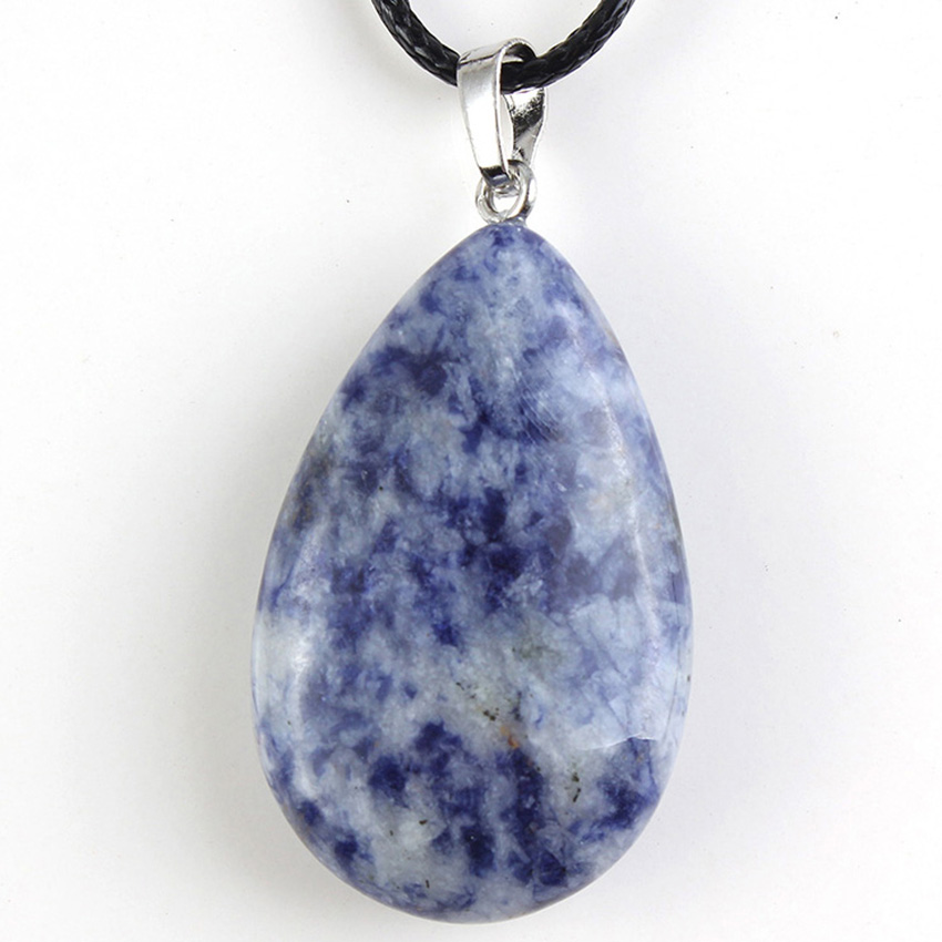 KFT Placcato Argento Naturale Cristallo di Quarzo Pietre Pendenti Con Gemme E Perle Lapis Lazuli Nero Agate Waterdrop Del Pendente In Pietra Gioelleria Raffinata E Alla Moda: Blue veins Stone