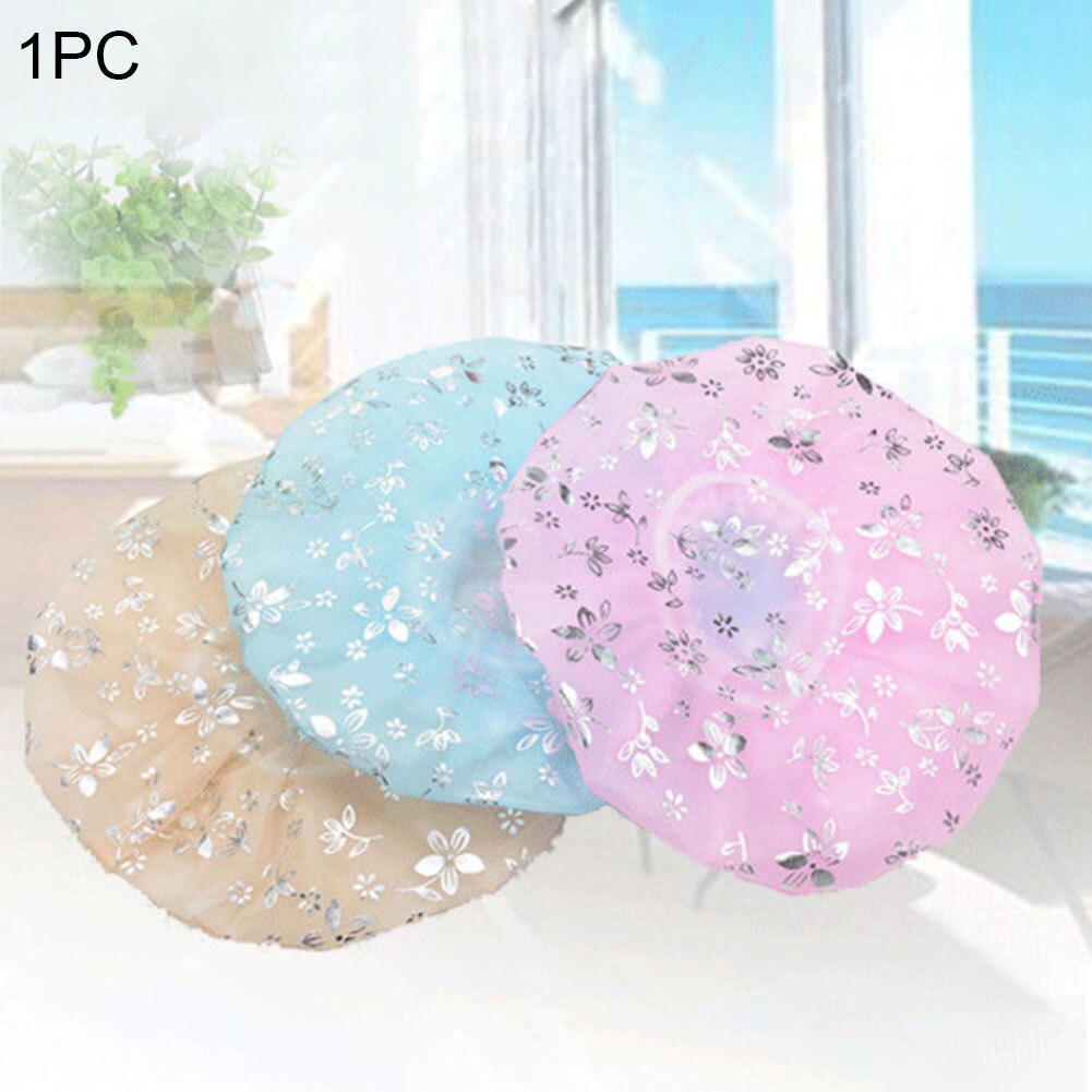 Elastic Band Spa Cute Protective Kitchen Thicken Waterproof Hat Shower Cap Hair Cover Bath Travel Floral Print Home Bathroom