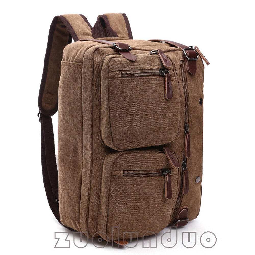 Vintage Canvas 17" laptop backpack Men Shoulder Laptop bag 14 15 15.6 17.3 inch stylish large 3 in 1 Notebook bag Black