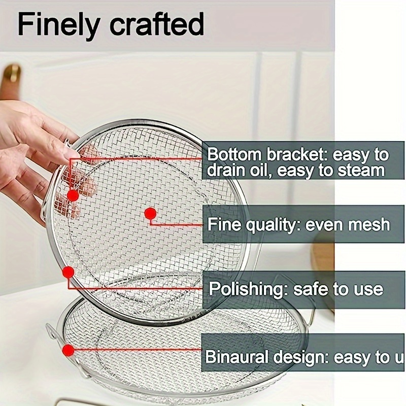 tainless Steel Filter Tray,Reusable Round Mesh Basket,Frying Grilling,Kitchen Strainer,Fruit vegetable water filter basket