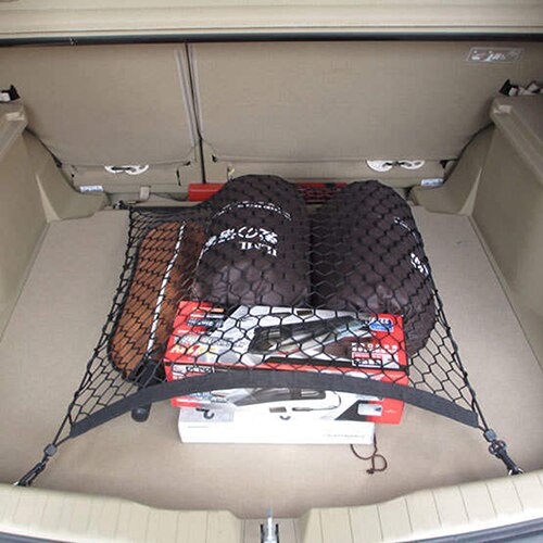 Universal bil bagagerum bag last organizer opbevaring elastisk mesh net holder 4 kroge