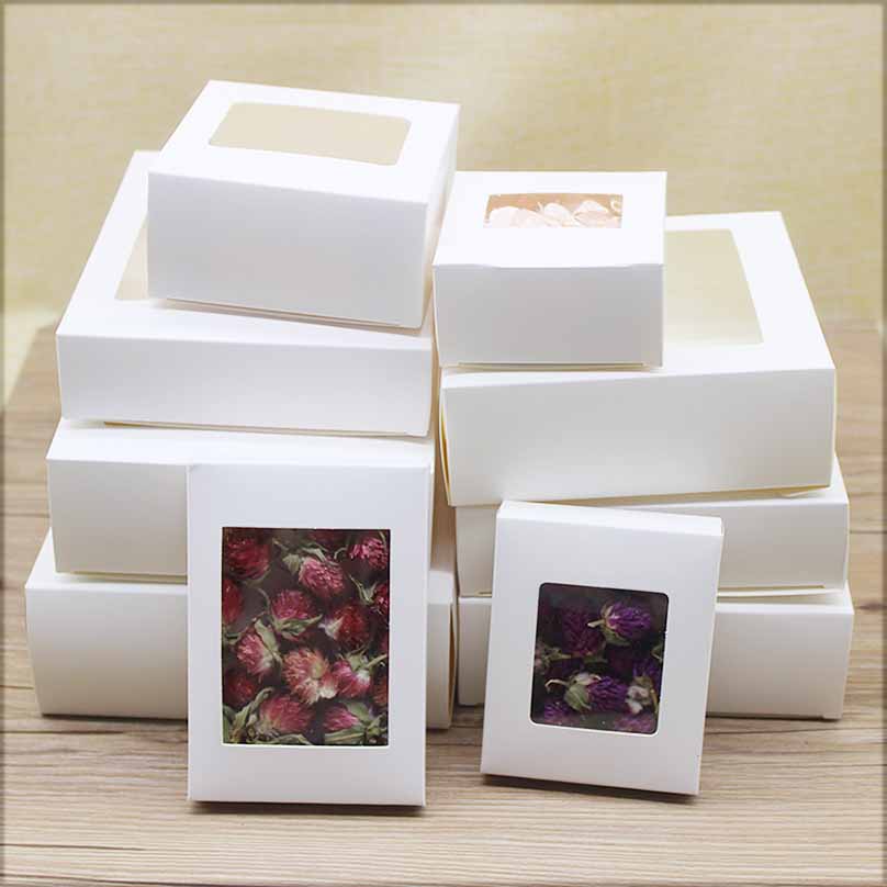 10 Stück DIY Jahrgang Kraftpapierbox mit Fensterpapier-Geschenkbox, Kuchenverpackung, Hochzeitsfamilienversammlung, Muffinverpackung,: Tiefe Saphir / 11,8x6,7x3 cm