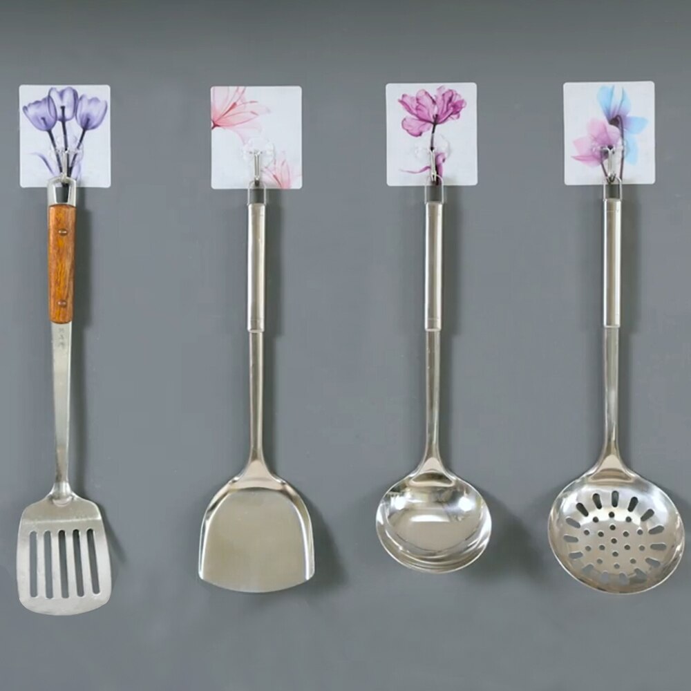 Support collant mural accessoires de salle de bain salle de bain cuisine crochets vêtements porte-serviettes crochet adhésif motif fleur