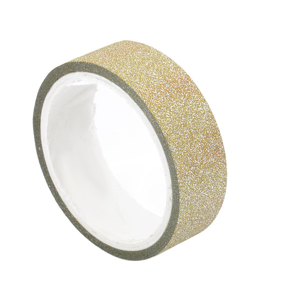 Ensemble de rubans adhésifs Washi à paillettes de 15mm * 5m, papeterie japonaise, rubans adhésifs décoratifs pour Scrapbooking, Kawai Adesiva: gold