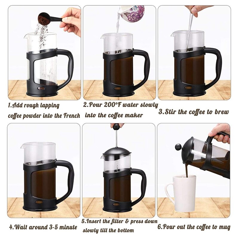 Cafetière à presse française, grande cafetière de , parfaite pour le café du matin, cafetière à saveur maximale
