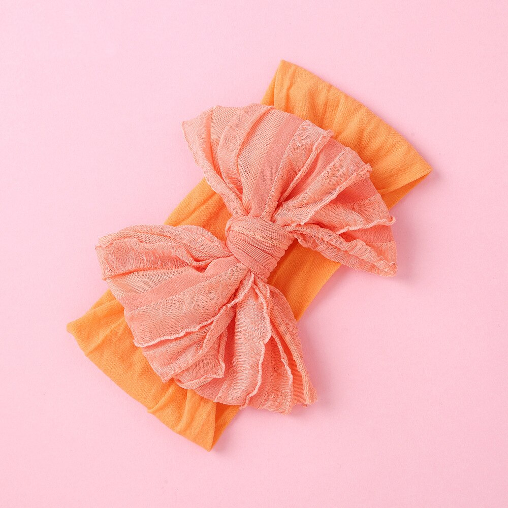 Großes rüschen-schleifen-stirnband aus Nylon, breiter babyturban aus superweichem Chiffon, handgefertigt, geknotet, einheitsgröße, jfny 200: Farbe 12
