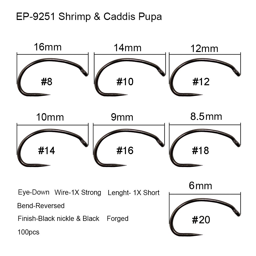 Eupheng 100 Stuks Vliegvissen Haak Weerhaakloze vliegbindset haak Vissen Droge Nimf Shirmp Natte Caddis Fly Hook: 8 / Bordeaux