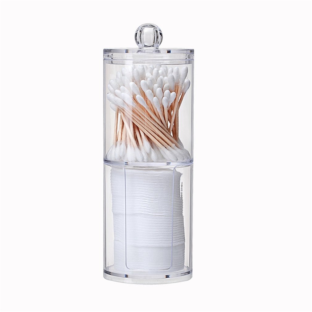Multifunktionel rund modtagekasse plastik vatpind box kosmetisk make-up vatpinde gennemsigtig beholder: Type 2