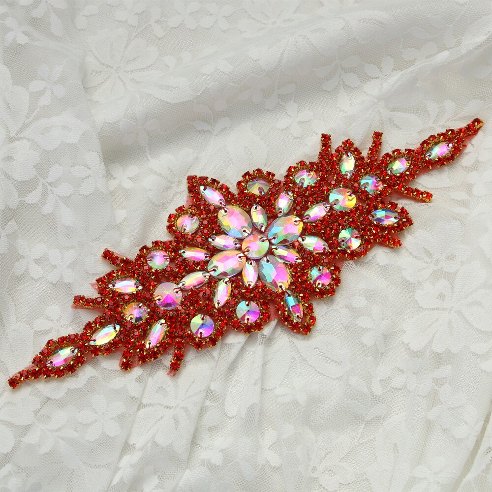 1 stk guldbryllup bælte til kvinder rhinestone beaded patch påsyning til tøj tasker sko aftenkjole applikation: Krystal applikation 10