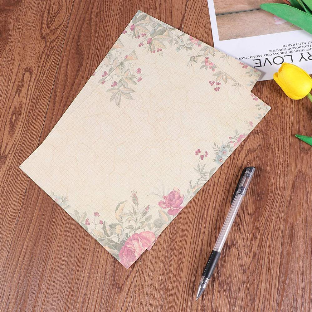 10 Pack Writing Paper Letter Paper Vintage Letter Writing Set Stationery Business Party Invitations Retro Flower Letter Paper
