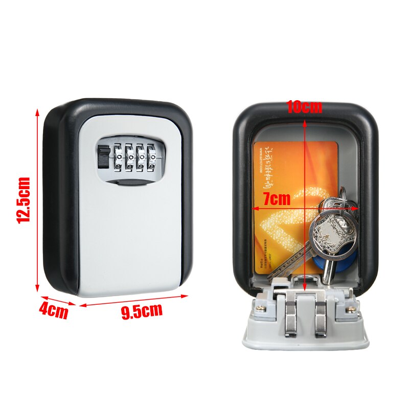 1pc 4 Digit Combination Key Lock Wall Mount Safe Security Storage Case Organizer for Home Security Protection