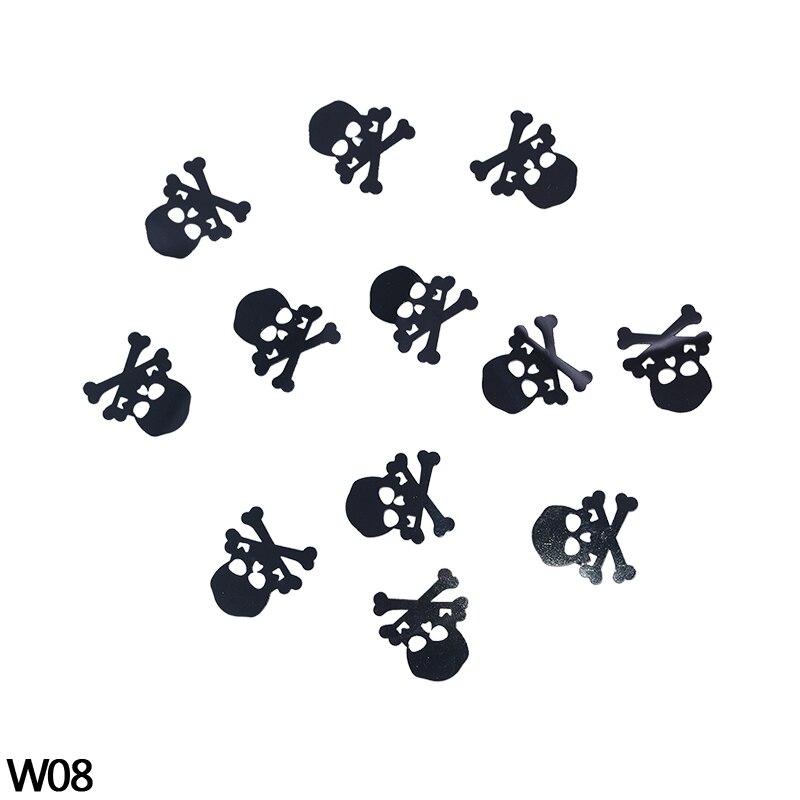 Halloween Confetti Pumpkin Spider Bat ghost Skull Happy Halloween Table Sprinkles Supplies Halloween Decorations Sprinkles: W08 skull / 1bag